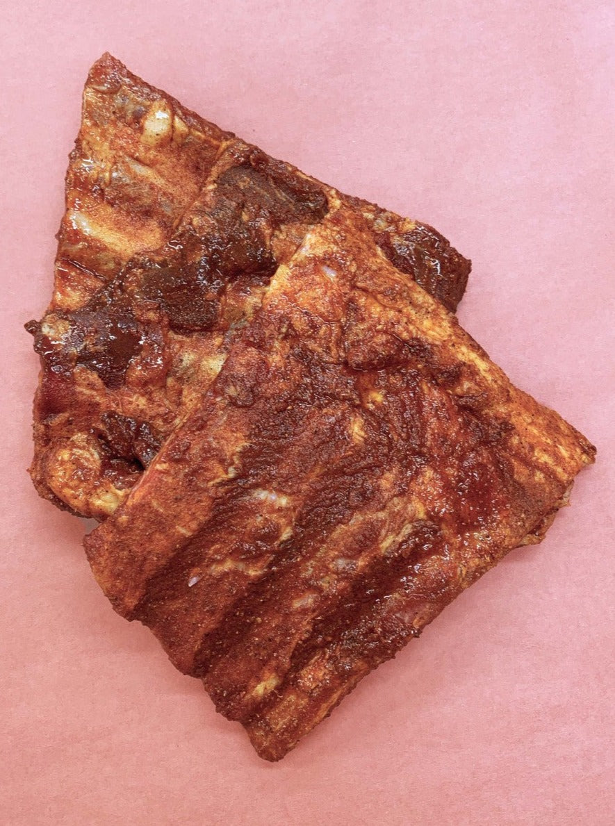 Pre-cooked bbq-spiced pork ribs